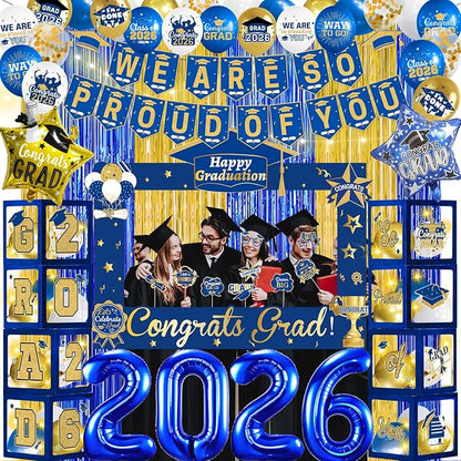 Blue and Gold Graduation Decorations 2026 by Yavxzvbw