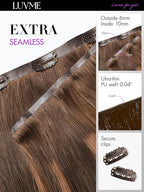 LUVME Straight Seamless 110g 7Pcs Clip in Hair Extensions Full Max with 18inch Remy Human Hair Extensions, Highlight Color 100% Real Soft