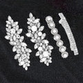 4PCS Rhinestone Hair Clips, Silver Sparkly Pearl Wedding Hair Barrettes, Elegant Metal Alloy Rhinestone Hair Accessories for Women Girls