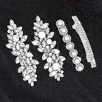 4PCS Rhinestone Hair Clips, Silver Sparkly Pearl Wedding Hair Barrettes, Elegant Metal Alloy Rhinestone Hair Accessories for Women Girls