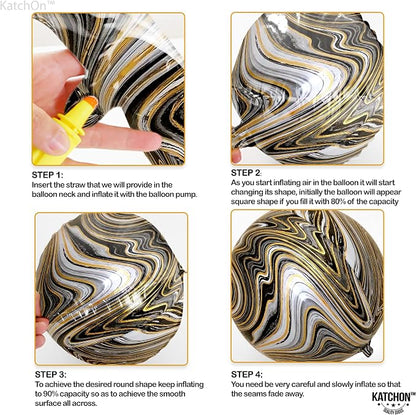 KatchOn, 4D Black and Gold Marble Balloons - Image 5