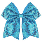 Large Glitter Cheer Bows Clips, Jumbo Big 7 Inch Cheerleading Sequin Hair Bow Hair Accessories for Teens Girls Football Sports Cheerleader Outfit Uniform (Blue)