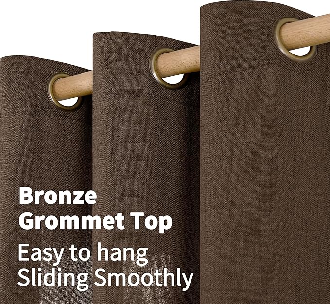 YoungsTex Brown Linen Curtains 98 Inch Length - Image 5