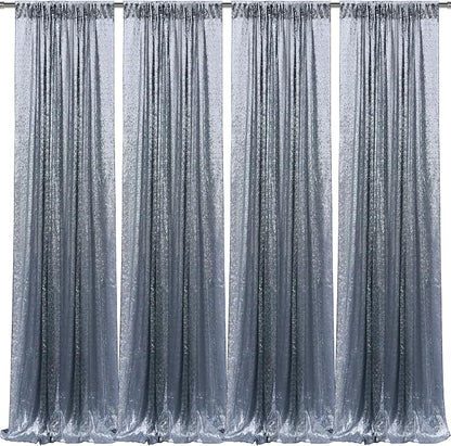 2×8FT-4PCS Black Silver Sequin Backdrop Curtains Panels, Photography Backdrop - Image 8