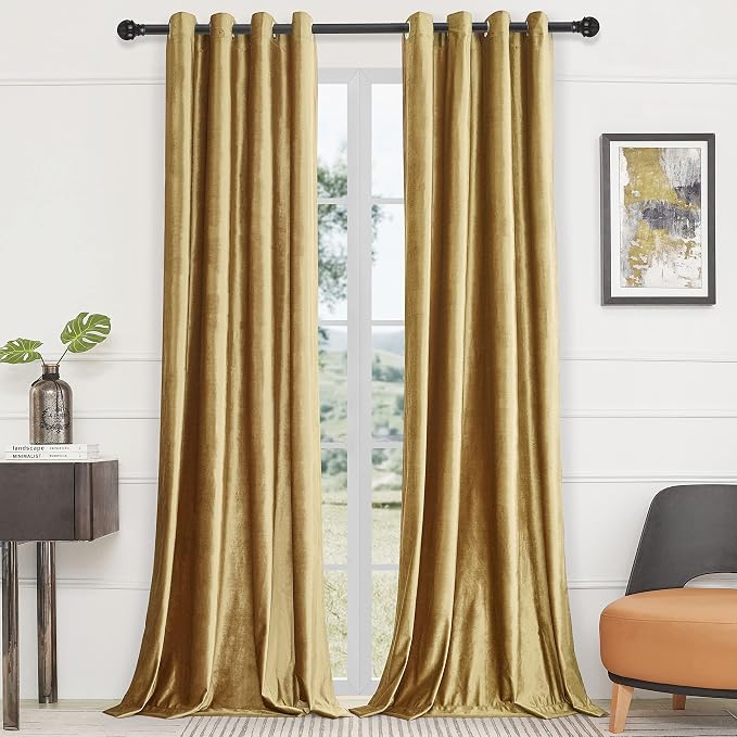 BULBUL Velvet Gold Grommet Blackout Curtains 63 inch - Image 8