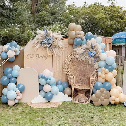 Dusty Blue Neutral Balloons, 12Inch Retro Blue Boho Apricot Latex Balloons - Image 5