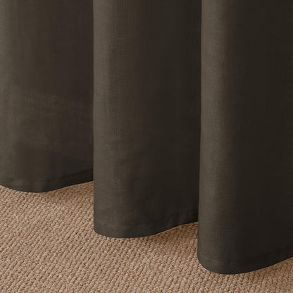 YoungsTex Dark Brown Linen Semi Sheer Curtains 45 Inches Length - Image 7