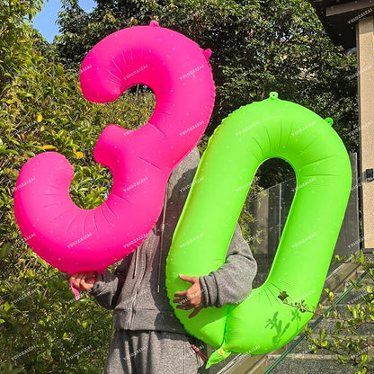 Pink Birthday Number 33 Balloons 40IN Fluorescent Pink 33 Foil Balloon | - Image 5