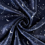 ALASKA BEAR Luxury Silk Pillowcase for Beauty Sleep, Genuine 22 Momme Mulberry Silk Pillow Case Slip for Room Decor, Navy Constellation Floral Pattern Printed, Queen Size (1pc, Gift Box)
