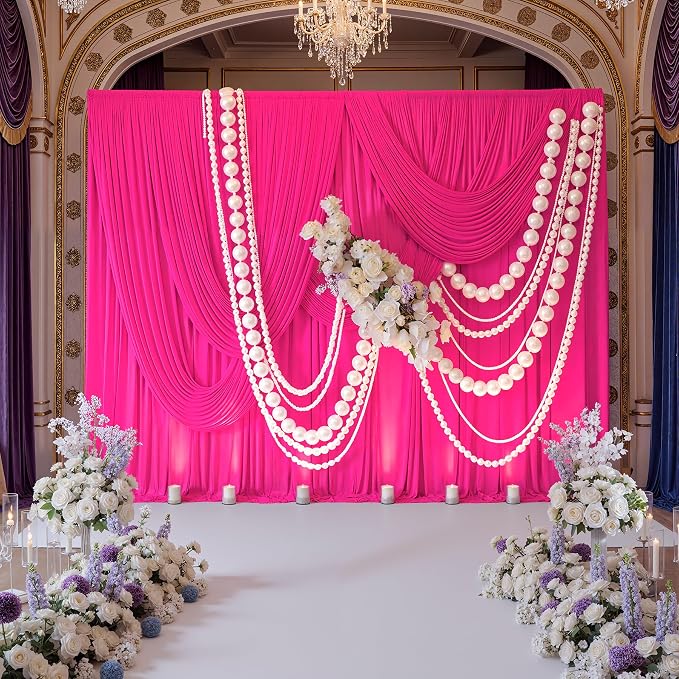 20ftx10ft Wrinkle Free Fuchsia Backdrop Curtains - Image 3
