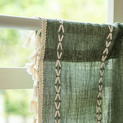 Sutuo Home Olive Green Boho Short Curtains Valance - Image 3