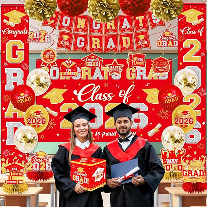 Graduation Decorations Class of 2026 Red and Gold Graduation Decorations - Image 2
