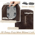 Human Hair Toppers for Women - 150% Density Clip In Hair Topper with Bangs U Shape 10 Inch Toppers Hairpieces for Women Perfect for Thinning Hairr Ideal for Daily Use Dark Brown