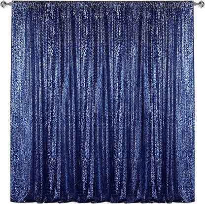 Sugargirl Navy Sequin Backdrop Curtain 7FTx7FT Glitter Navy Background Drapes by Sugargirl