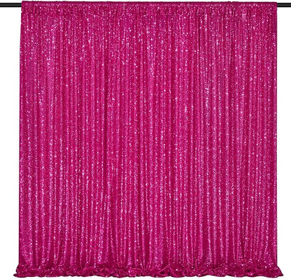 Hot Pink Sequin Backdrop Curtain Panels Stage 2 Pcs 5FTx10FT Wedding Party - Image 5