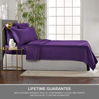 Queen Pillowcases by Pure Bamboo, Genuine 100% Organic Viscose Derived from Bamboo, Luxuriously Soft & Cooling, Double Stitching, Envelope Closure (2 Queen Pillowcases, Purple)