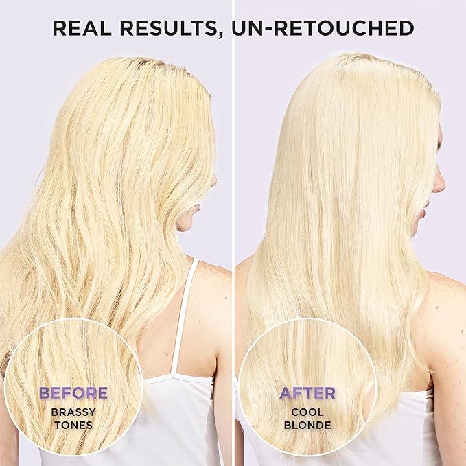 L’Oreal Paris Sulfate Free Brass Toning Purple Conditioner for Blonde, Bleached, Silver, or Brown Highlighted Hair, EverPure, 23 Fl Oz (Packaging May Vary)