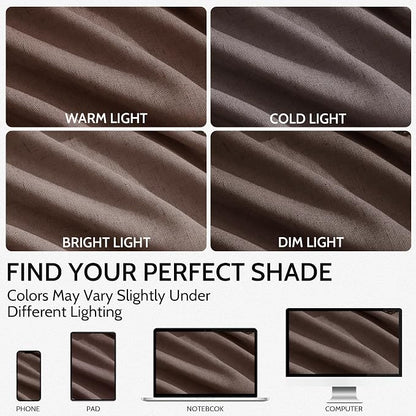 Cappuccino Linen Blend Light Filtering Back Tab Curtains 96 Inches Long - Image 4