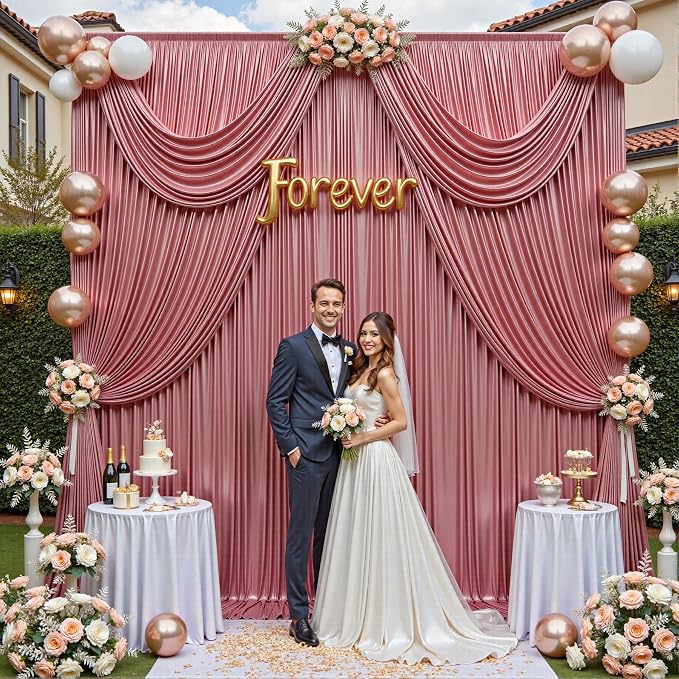20x10ft Thick Rose Gold Glitter Backdrop Curtain Panels - Image 9