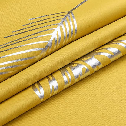 Yellow Blackout Curtains for Living Room, Room Darkening Silver Palm Tree - Image 8