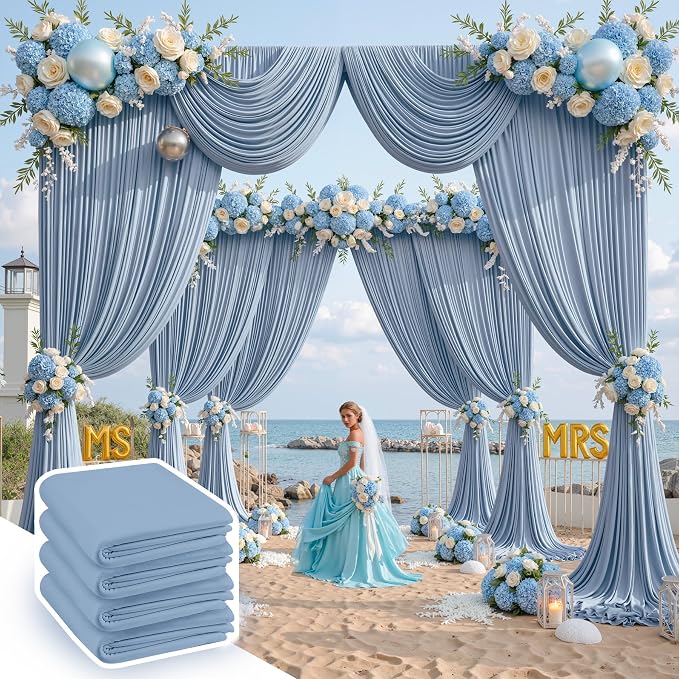 20 ft x 10 ft Wrinkle Free Dusty Blue Backdrop Curtain by Outpain