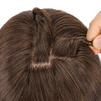 Hairro Human Hair Toppers Free Parted, 3.5x4.7" Base Hand-wovened 100% Real Hairpieces, with Invisible Clips-in for Women, for High Hairline/Adding Volume on Top, 12 Inch Dark Brown