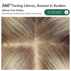 Full Hand Tied Hair Toppers for Women Remy Human Hair Lace Front Topper 14 Inch 6"×6" Partial wig Cover Thinning Hair or Loss No Bangs Top Hair Pieces (Blonde Mixed)