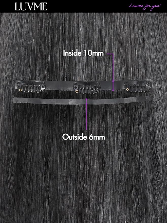 LUVME Silky Straight Seamless 2 Pack 220g 14Pcs Clip in Hair Extensions Full Max with 20inch Remy Human Hair Extensions, Natural Black 100% Real Soft Hair