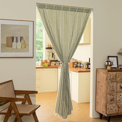 Sutuo Home Green Boho Door Curtains - Image 2