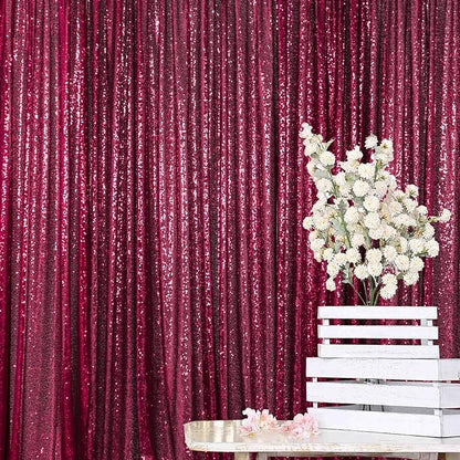 ShinyBeauty Burgundy Sequin Sparkling Backdrop 10x10FT | Photographic Glitter by ShinyBeauty