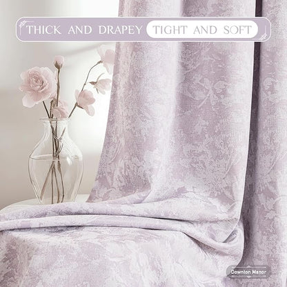 Beauoop Purple Floral Jacquard Blackout Curtains - Image 8