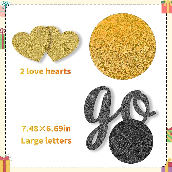 Good Luck We Will Miss You Banner Glitter Black Gold Banner Balloon Garland - Image 4