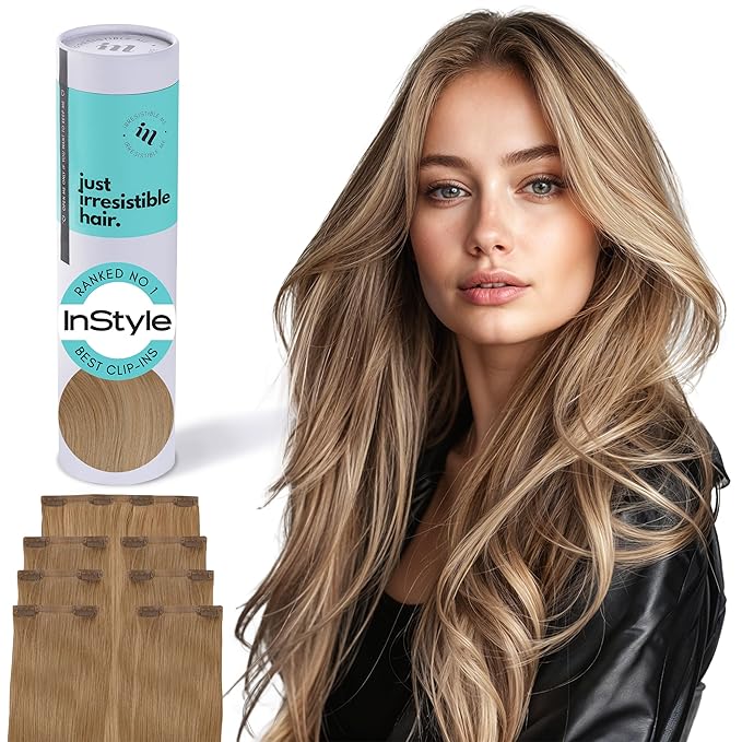 Irresistible Me Real Human Hair Extensions Clip Ins – 100% Human Hair Clip In Extensions for Length & Volume – Invisible Extension – Heat Resistant & Dyeable – Medium Blonde, 20 Inches