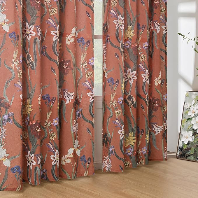 Schweek Burnt Orange Boho Curtain 96 Inches Length 2 Panels - Image 7