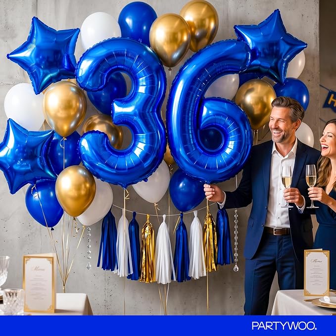 PartyWoo Number Balloons 40 Inch Blue Number 6 Kit - Image 4