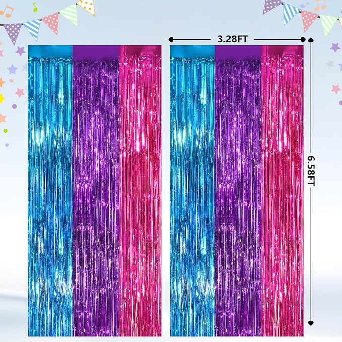 2Pack Blue Purple Pink Party Streamers, Photo Booth Props - Image 2