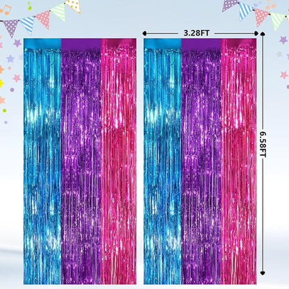 2Pack Blue Purple Pink Party Streamers, Photo Booth Props - Image 2