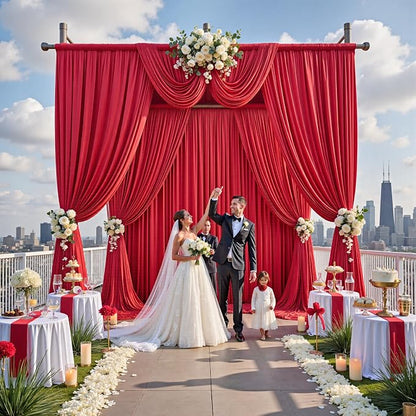 12ft x 10ft Red Backdrop Curtains - Image 5
