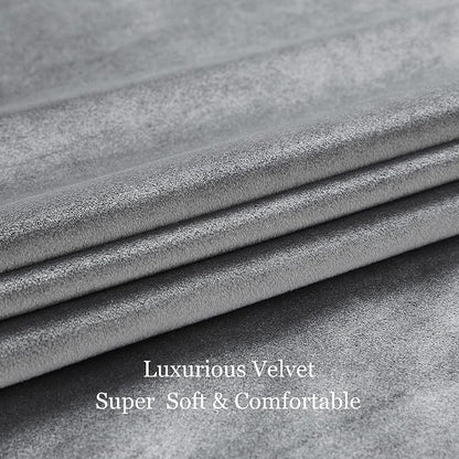 Velvet Grey Grommet Blackout Curtains 108 inch Length - Image 5