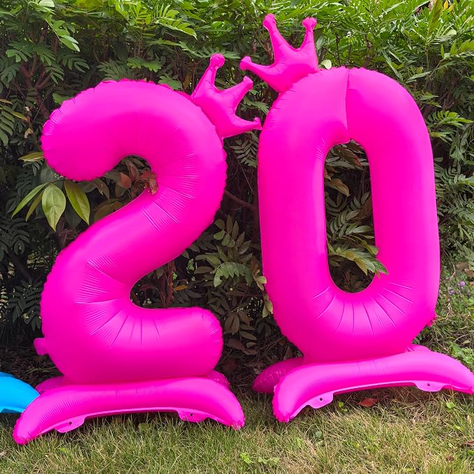Fluorescent Pink Crown Number 8 Foil Balloon Neon Glow In The Dark Balloon | - Image 6