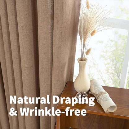 YoungsTex 80 Inches Long Mocha Brown Linen Curtains - Image 5