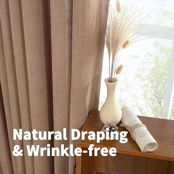 YoungsTex Mocha Brown Linen Curtains 95 Inch Length - Image 6