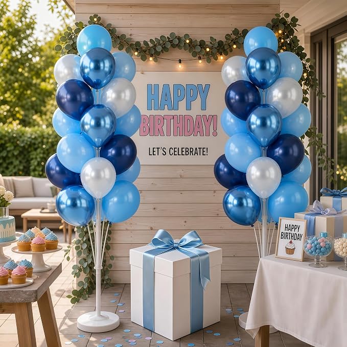 Hiins Metallic Blue Balloon Column Kit Set of 2 - Image 8