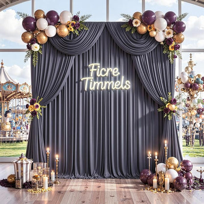 40 ft x 10 ft Wrinkle Free Charcoal Backdrop Curtain - Image 9