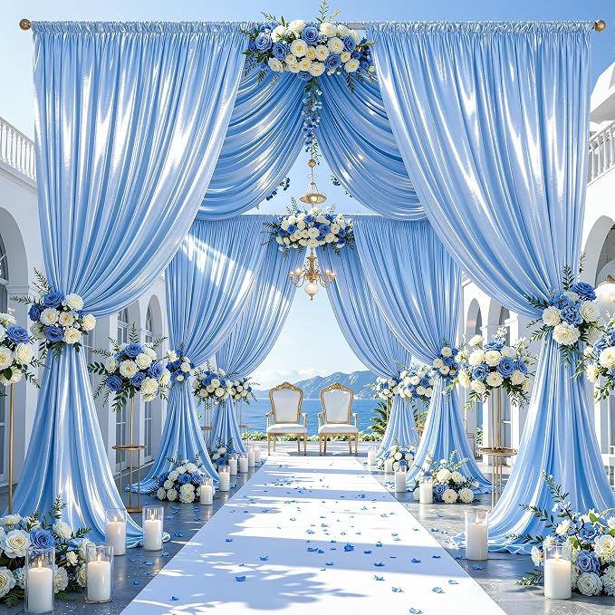 30x10ft Blue Glitter Backdrop Curtain - Image 3