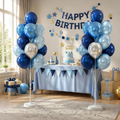 2 Sets of Chrome Blue Sliver Balloon Column Stand Kit, - Image 5