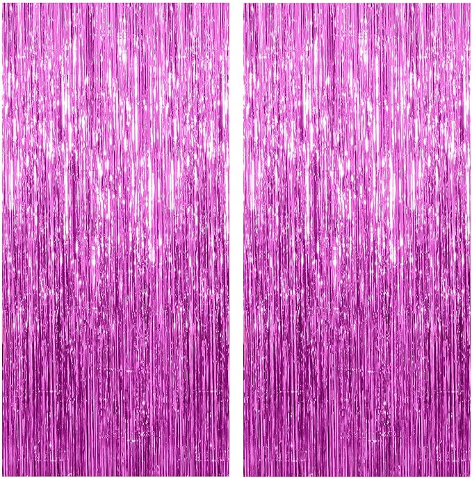 2 Pack Hot Pink Backdrop Curtain Party Streamers Hot Pink Birthday Decorations by KEJ