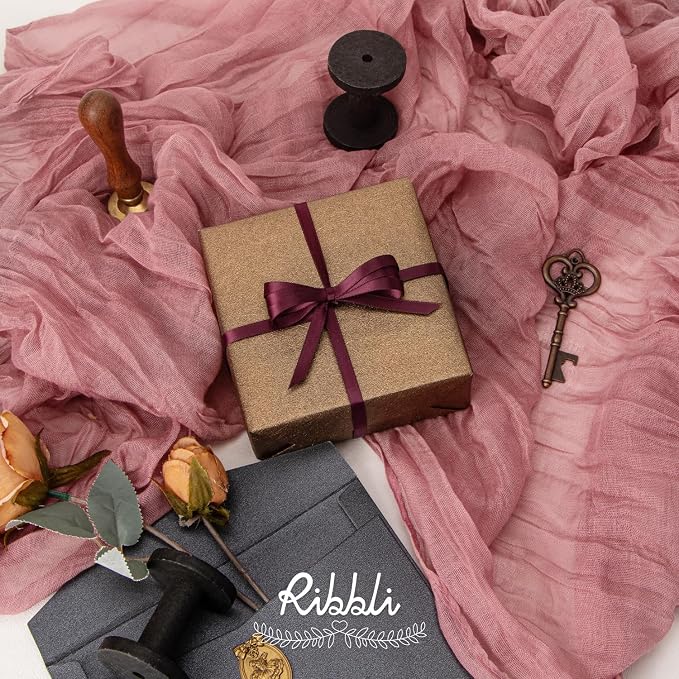 Ribbli Burgundy Satin Ribbon, Double Faced Satin 1/4 inch x Continuous 50 Yards - Image 2