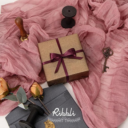 Ribbli Burgundy Satin Ribbon, Double Faced Satin 1/4 inch x Continuous 50 Yards - Image 2