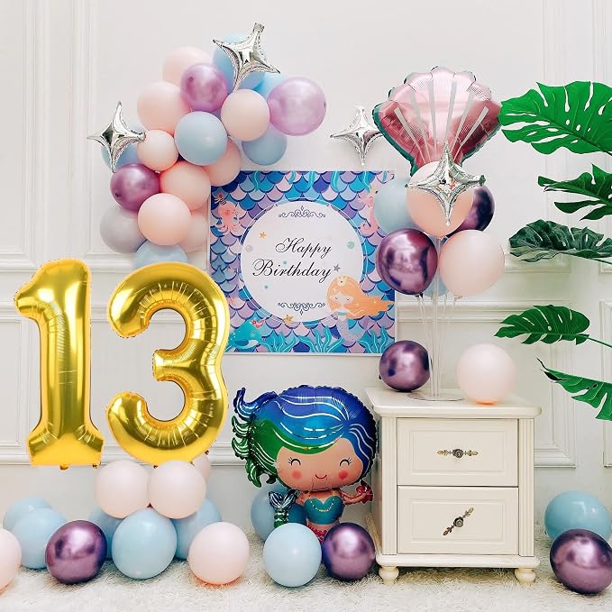 40 Inch Gold 13 Balloon Numbers, 13th Birthday Decoration Boys Girl | Large - Image 2